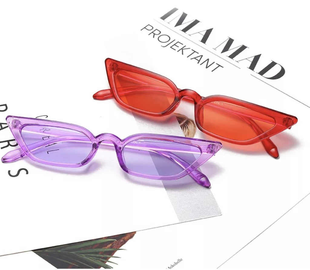 W&Y YING Small Cat Eye Sunglasses for Men and Women Skinny Retro Frame Y2K Shades Trendy Fun Fashion Glasses