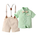 Boarnseorl Baby Boys Gentleman Outfits Suits, Infant Shirt+Shorts+Bow Tie+Suspenders