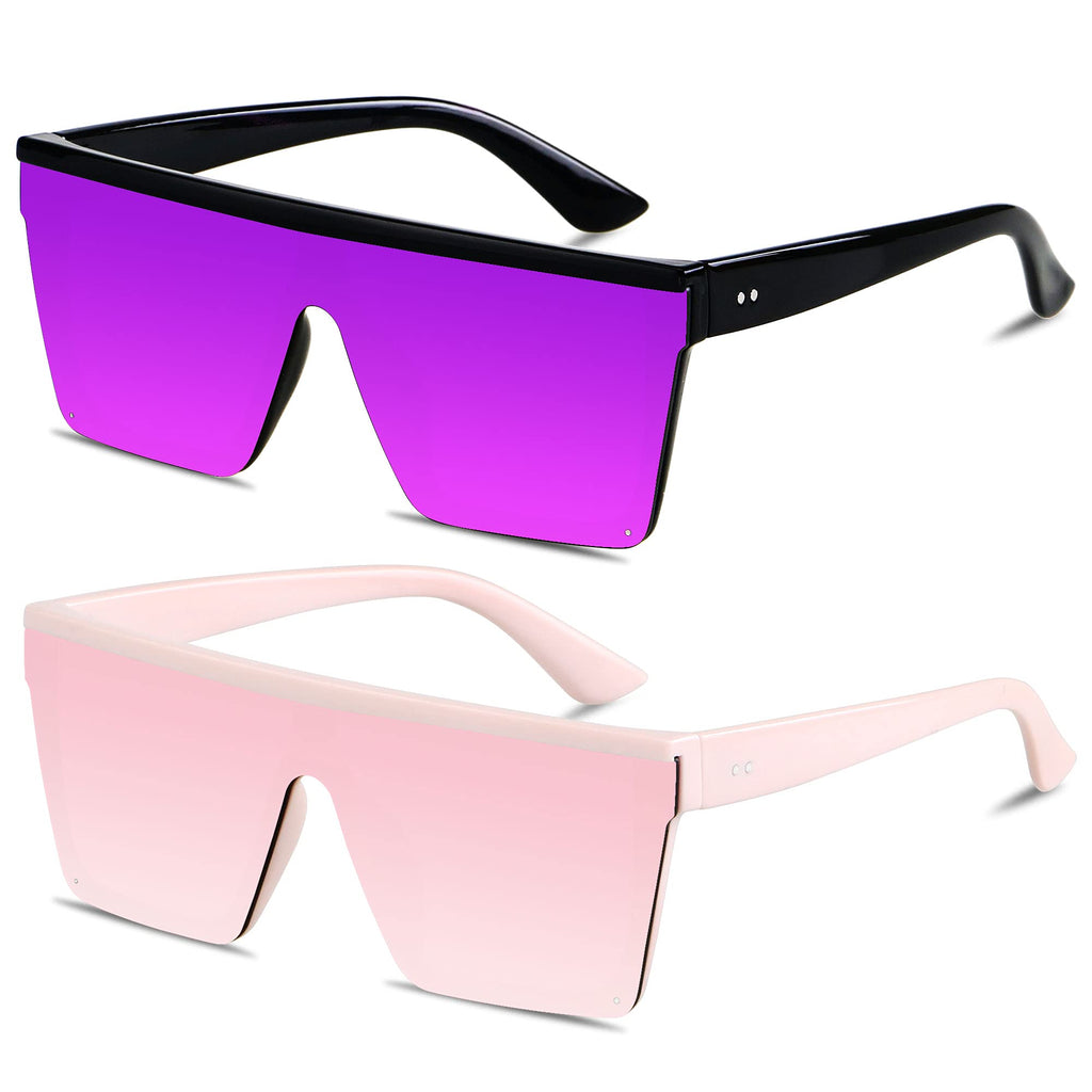 LYZOIT Square Oversized Sunglasses for Women Men Big Flat Top Fashion Shield Large UV Protection Rimless Shades