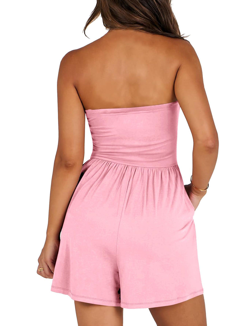 AUXDIO Women Summer Casual Strapless Romper Sleeveless Off Shoulder Short Jumpsuits 2026 Beach Vacation Clothes