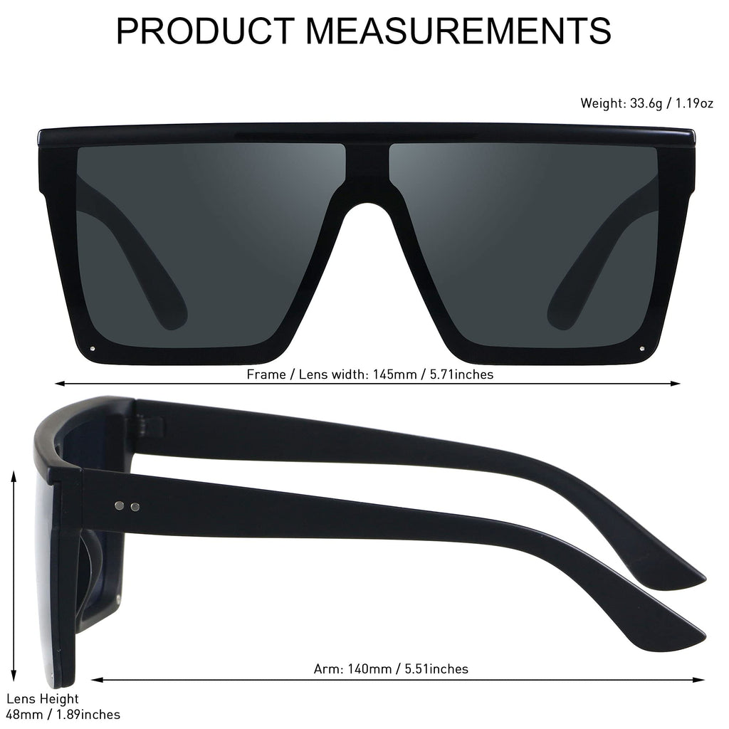 LYZOIT Square Oversized Sunglasses for Women Men Big Flat Top Fashion Shield Large UV Protection Rimless Shades