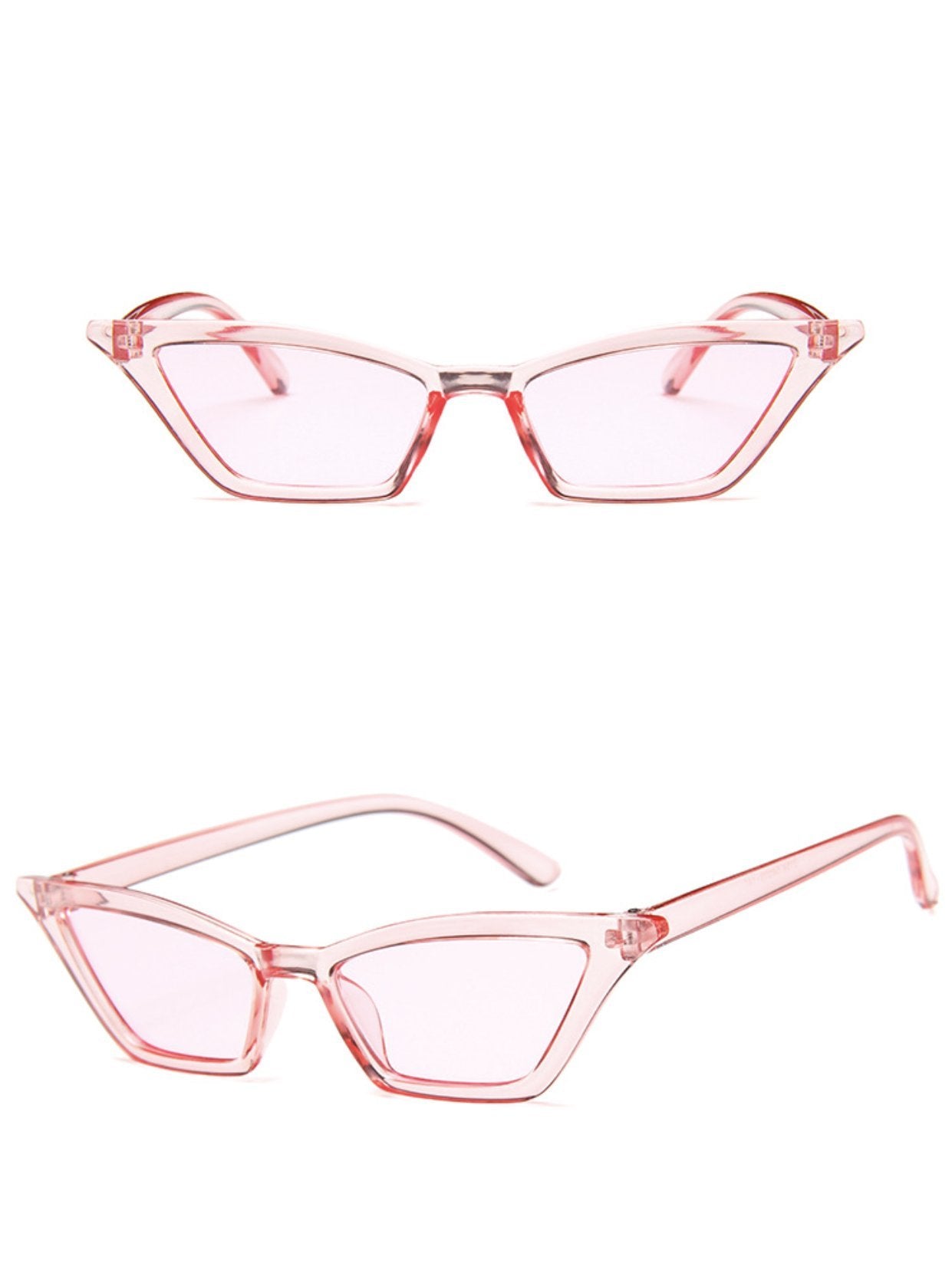 W&Y YING Small Cat Eye Sunglasses for Men and Women Skinny Retro Frame Y2K Shades Trendy Fun Fashion Glasses