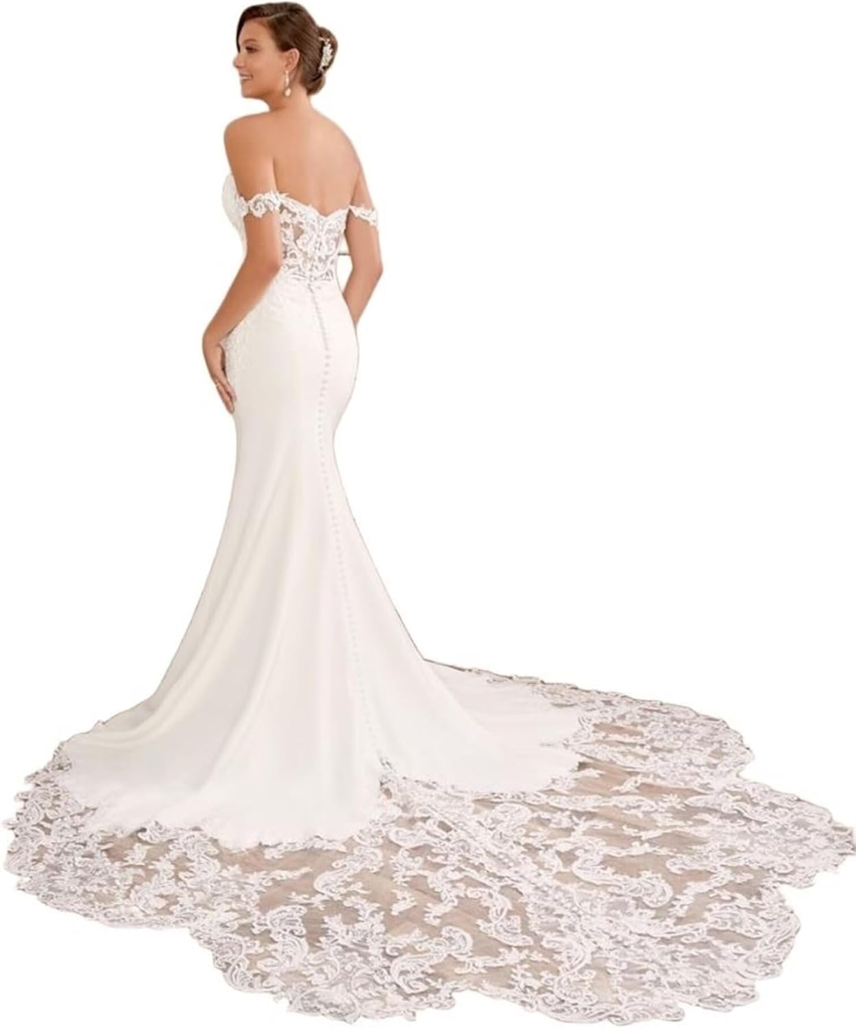 Wedding Dress for Bride Lace Appliques Mermaid Boho Beach Bridal Gowns BOF44