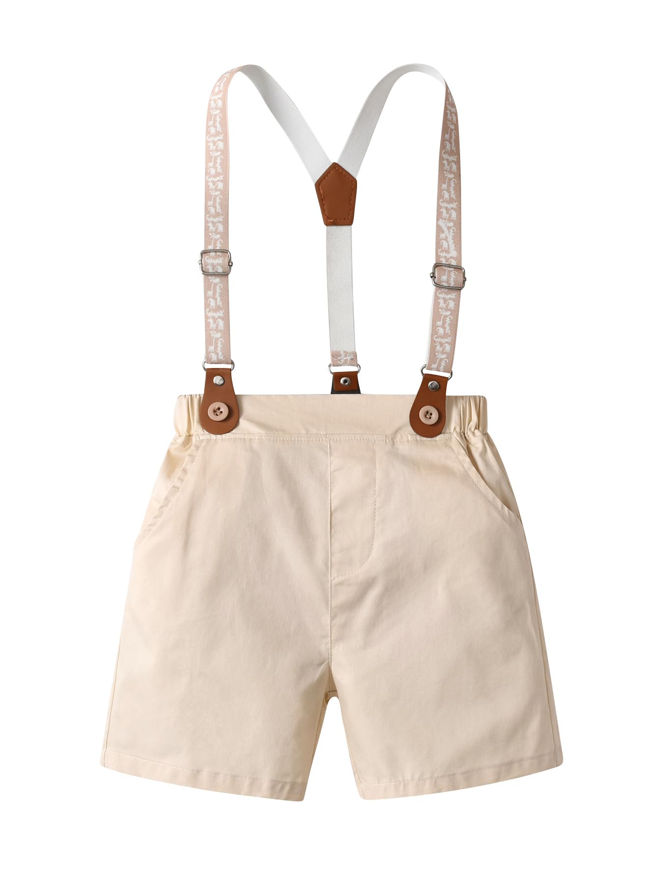 Boarnseorl Baby Boys Gentleman Outfits Suits, Infant Shirt+Shorts+Bow Tie+Suspenders