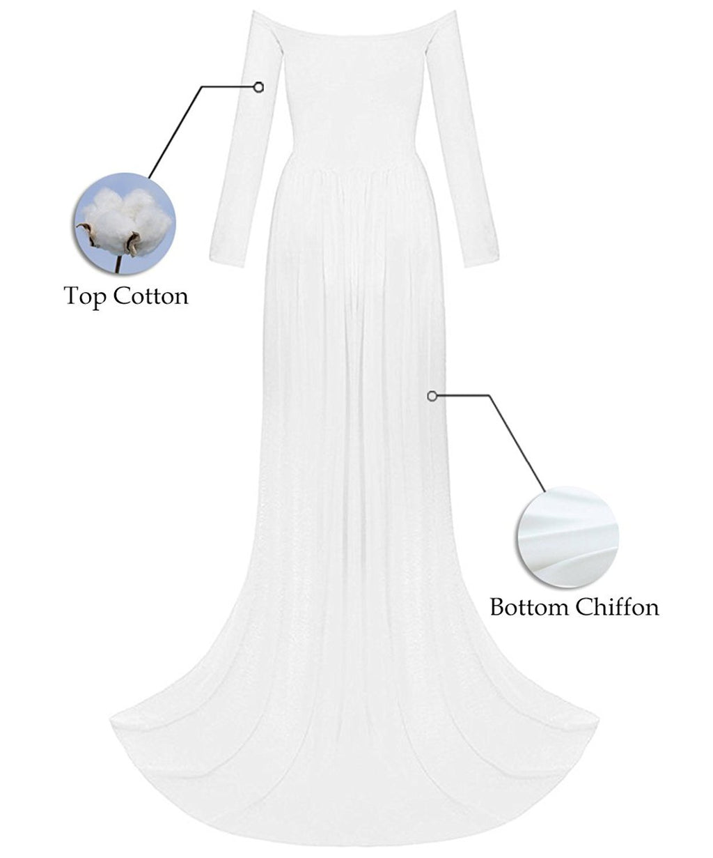 ZIUMUDY Maternity Maxi Chiffon Photography Dress Split Front Gown for Photoshoot