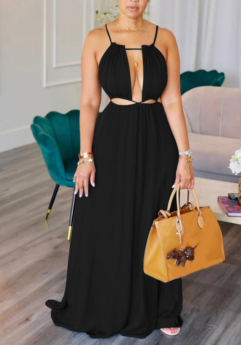 Geulis 2026 Women Summer Beach Dresses Sexy Cut Out Sleeveless Spaghetti Strap Halter Dress Flowy Maxi Vacation Dress