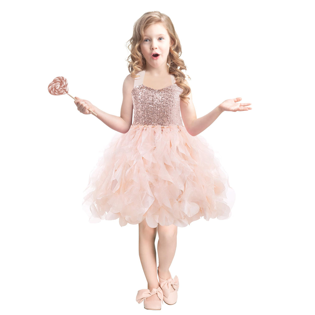 Suppromo Tutu Dress for Girls Sparkly Sequin Tulle Princess Birthday Party Prom Outfit Toddler Girls Sneaker Ball Gown Dress