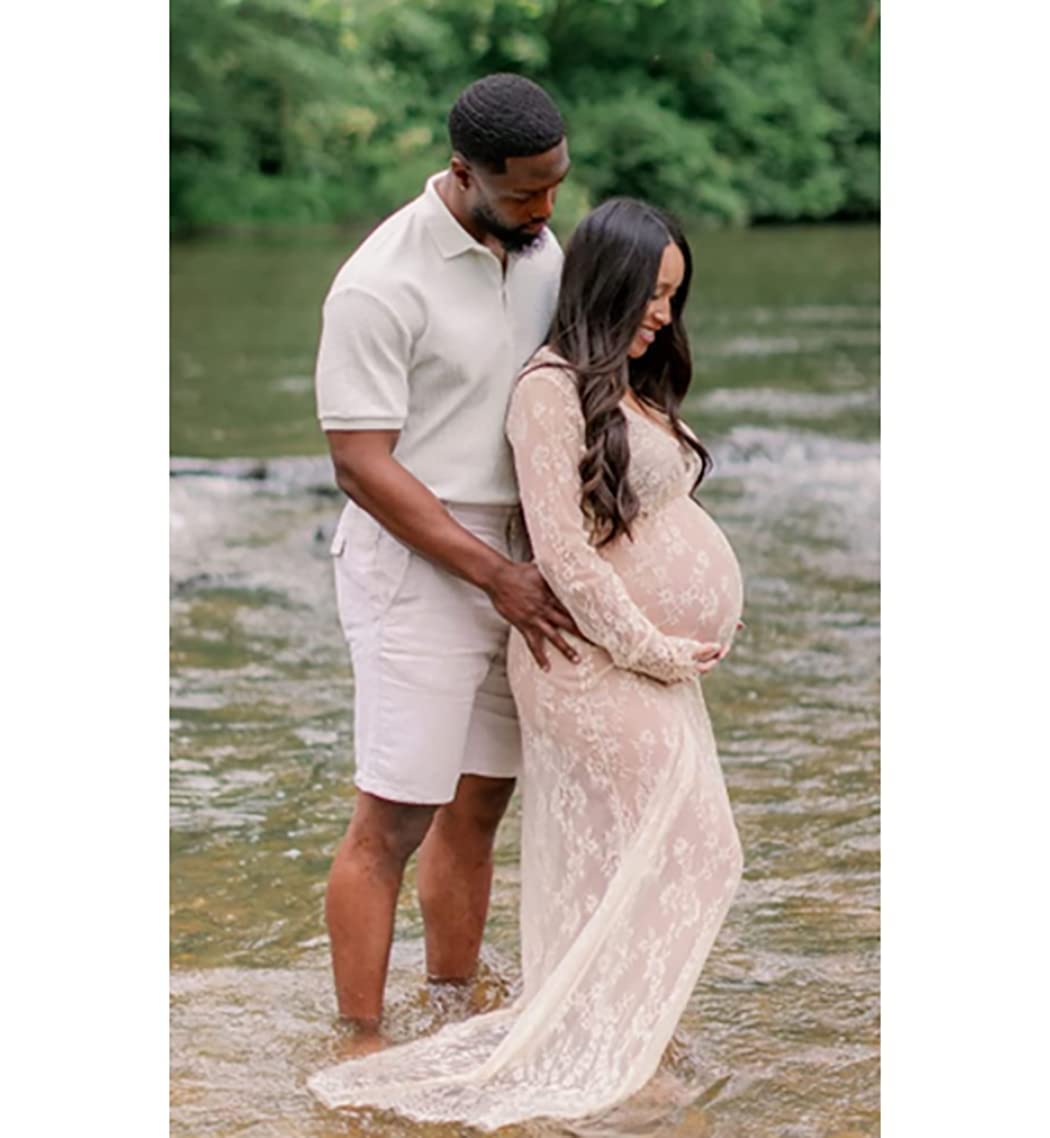 COSYOU Maternity Dress for Photoshoot Sheer Lace Dresses for Maternity Photography Costume Party Milk Bath Dress