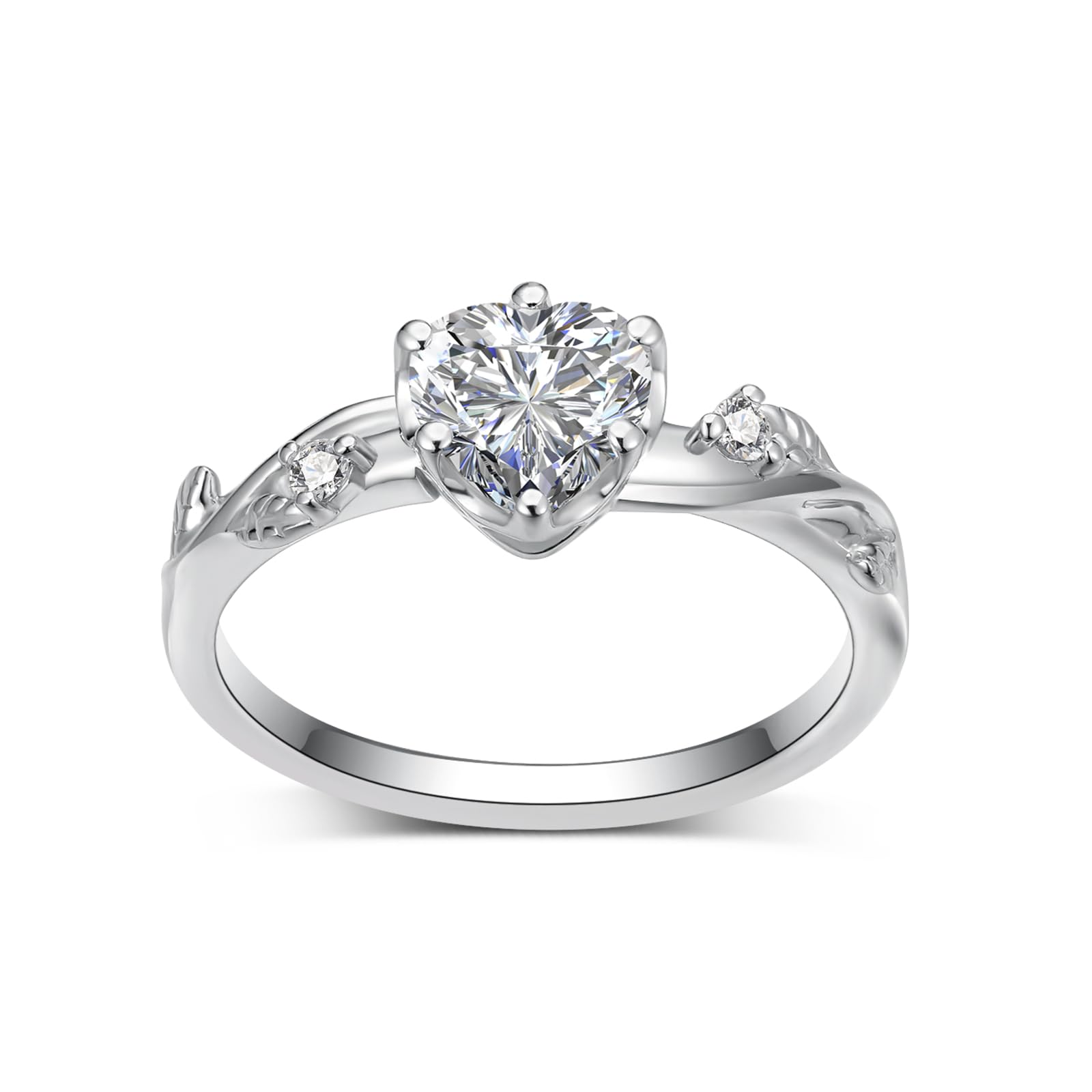 2.0 Carat(ctw) Heart-Cut Moissanite Engagement Rings Sets for Women,925 Sterling Silver Leaves Wedding Rings Sets,Bridal Ring Set for Anniversary Birthday