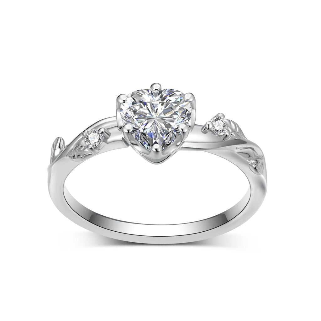 2.0 Carat(ctw) Heart-Cut Moissanite Engagement Rings Sets for Women,925 Sterling Silver Leaves Wedding Rings Sets,Bridal Ring Set for Anniversary Birthday
