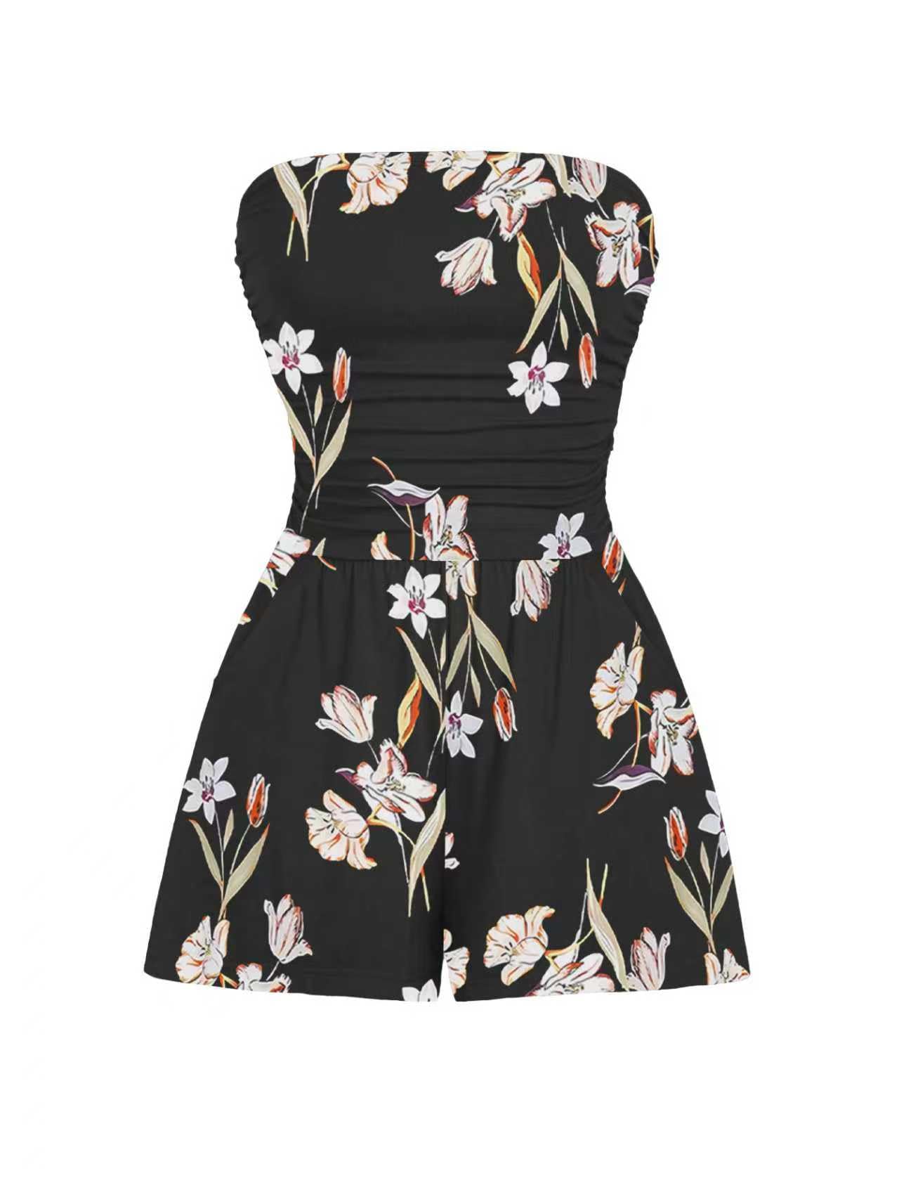 AUXDIO Women Summer Casual Strapless Romper Sleeveless Off Shoulder Short Jumpsuits 2026 Beach Vacation Clothes