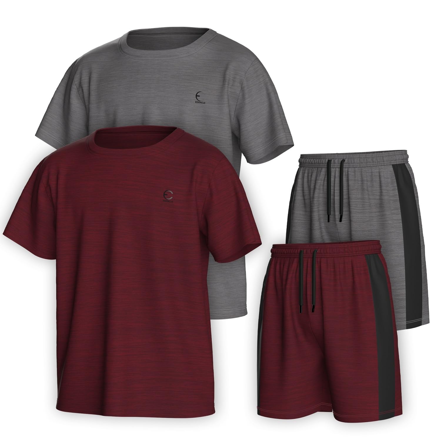 Boys Clothing Sets Tagless Loose Athletic Performance Crew Neck T-Shirt and Short Outfits Size 3-16 (4 Piece Set)