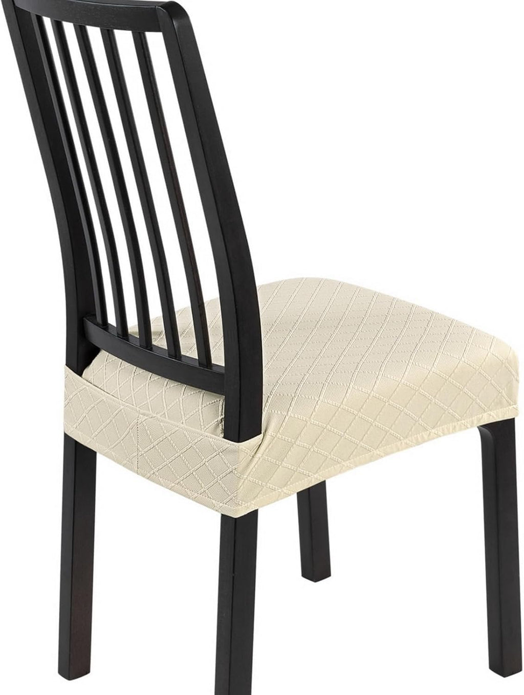 SearchI Stretch Dining Chair Seat Covers Set of 6, Soft Removable Washable Seat Cover for Dining Chairs, Dining Room Chair Cover Protector (Rear-Covered, Brown)
