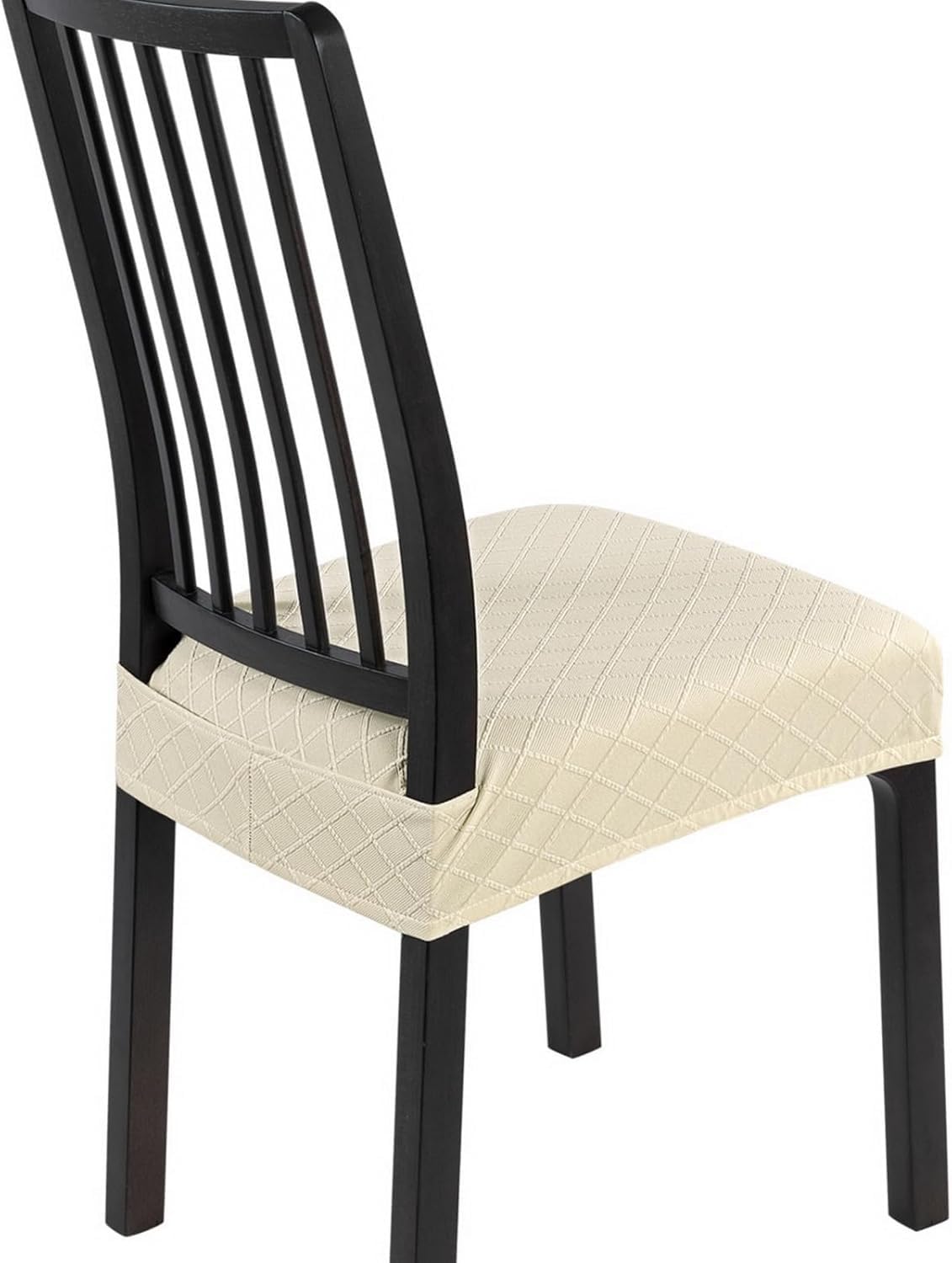SearchI Stretch Dining Chair Seat Covers Set of 6, Soft Removable Washable Seat Cover for Dining Chairs, Dining Room Chair Cover Protector (Rear-Covered, Brown)