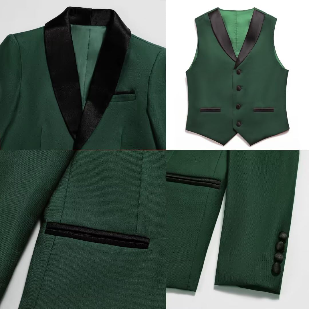Shawl Lapel Boys Tuxedo Suit with Black Pants, Slim Fit Boys Suit for Toddler, Formal Dress Tuxedo Suits for Boy
