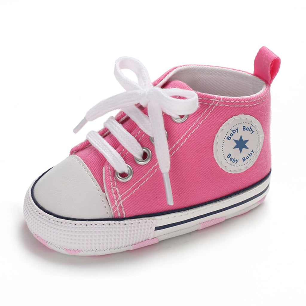 Unisex Baby Girls Boys Canvas High-top Shoes, Newborn Infant Anti-Slip Soft Sole Frist Walking Breathable Sneakers