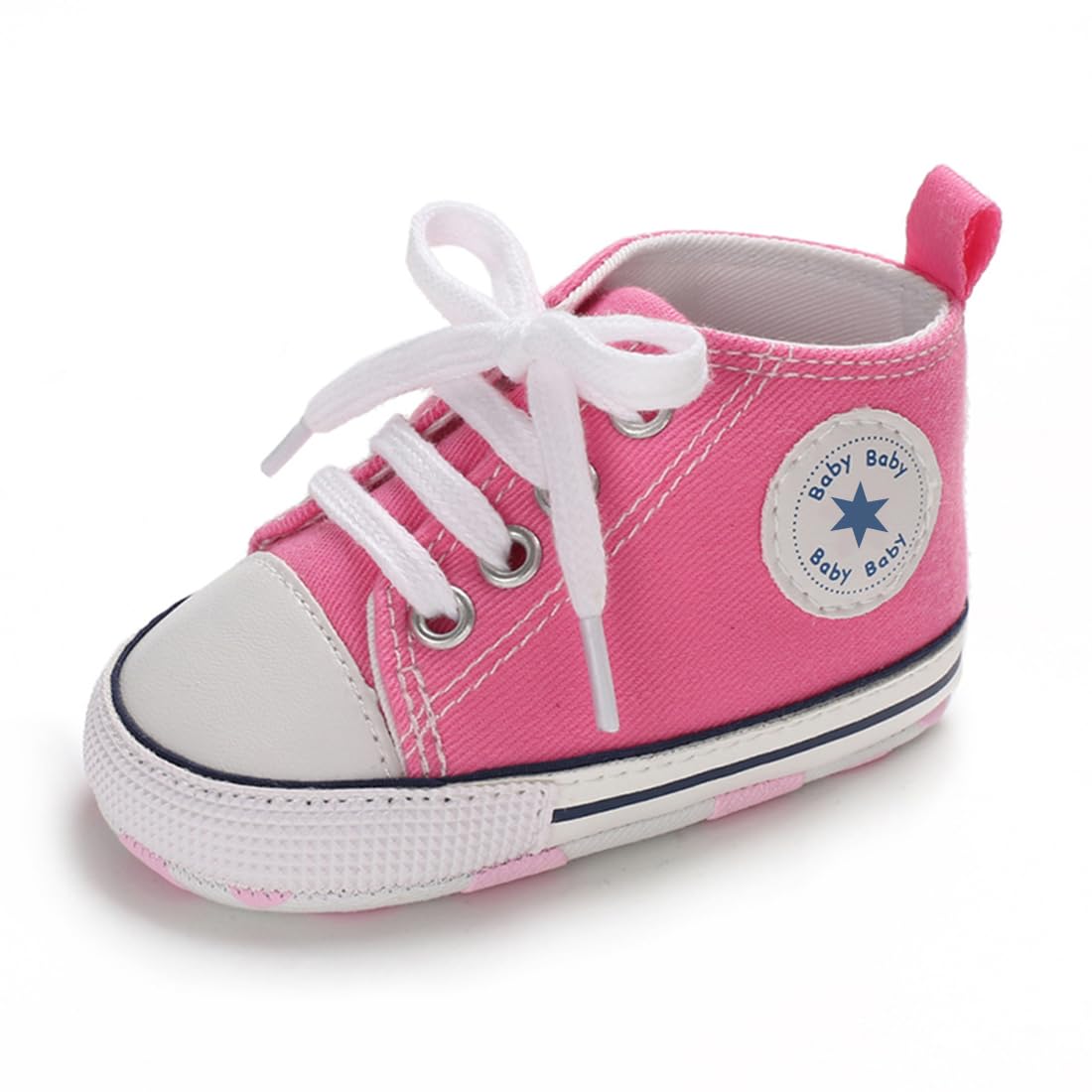 Unisex Baby Girls Boys Canvas High-top Shoes, Newborn Infant Anti-Slip Soft Sole Frist Walking Breathable Sneakers