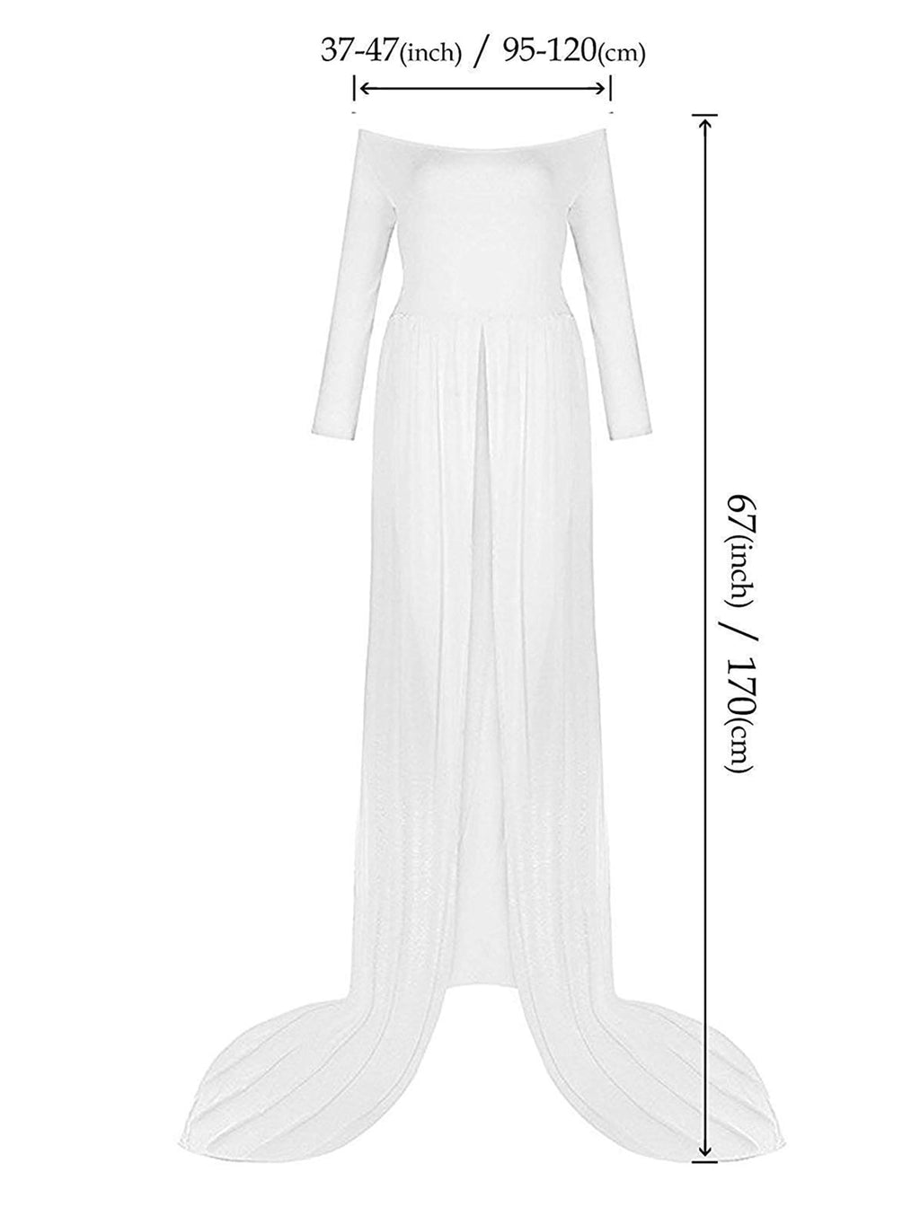 YnimioAOX Women's Off Shoulder Long Sleeve Maternity Dress for Photography Chiffon Maternity Gown for Photoshoot