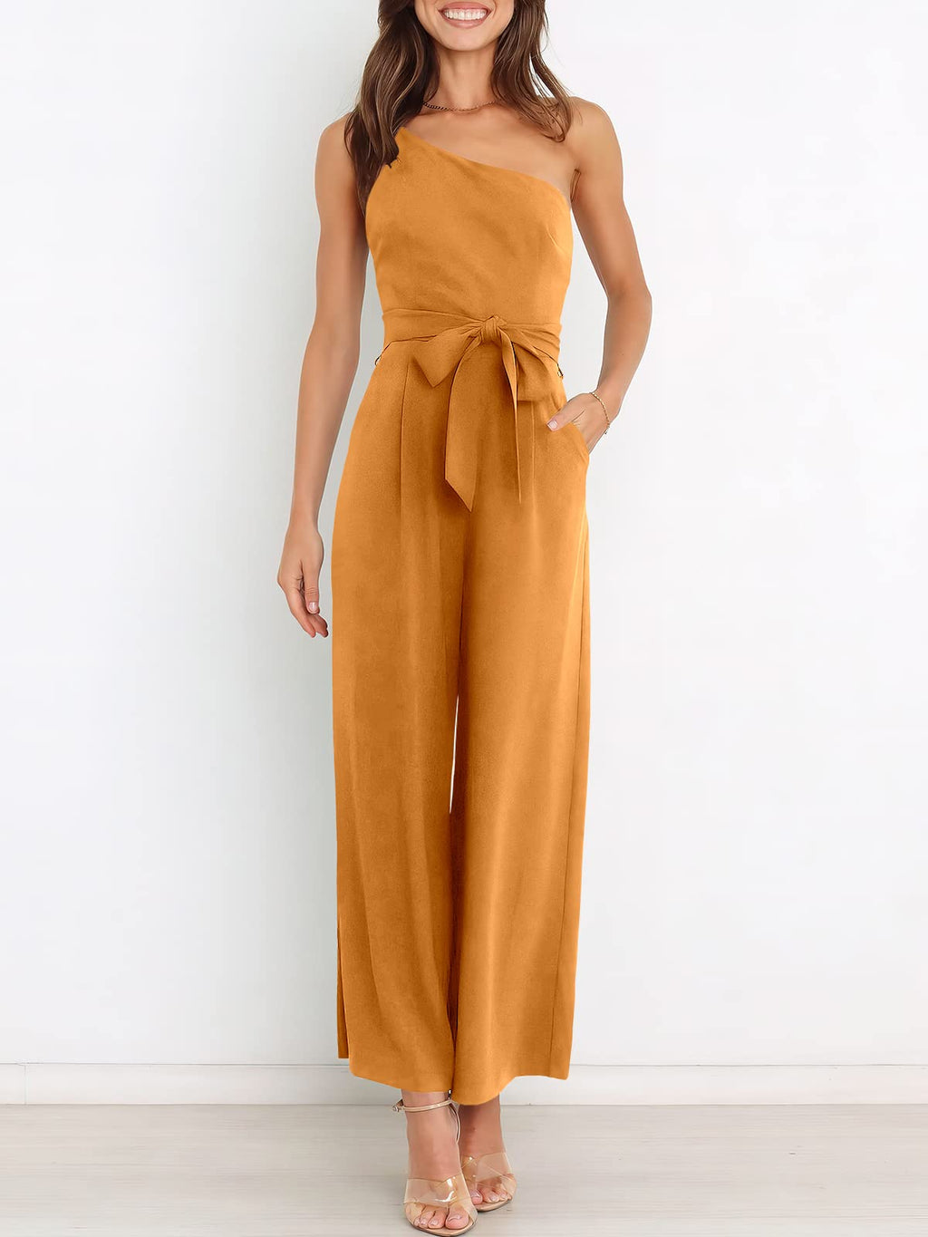 ANRABESS Women Summer Dressy Jumpsuits One Shoulder Sleeveless Casual Wide Leg Pants Romper Jumper 2026 Trendy Fall Outfits
