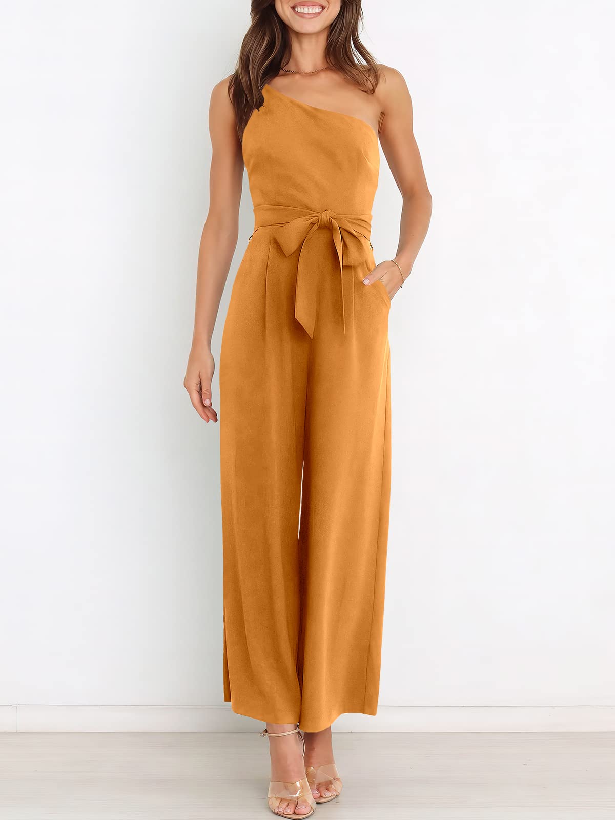 ANRABESS Women Summer Dressy Jumpsuits One Shoulder Sleeveless Casual Wide Leg Pants Romper Jumper 2026 Trendy Fall Outfits
