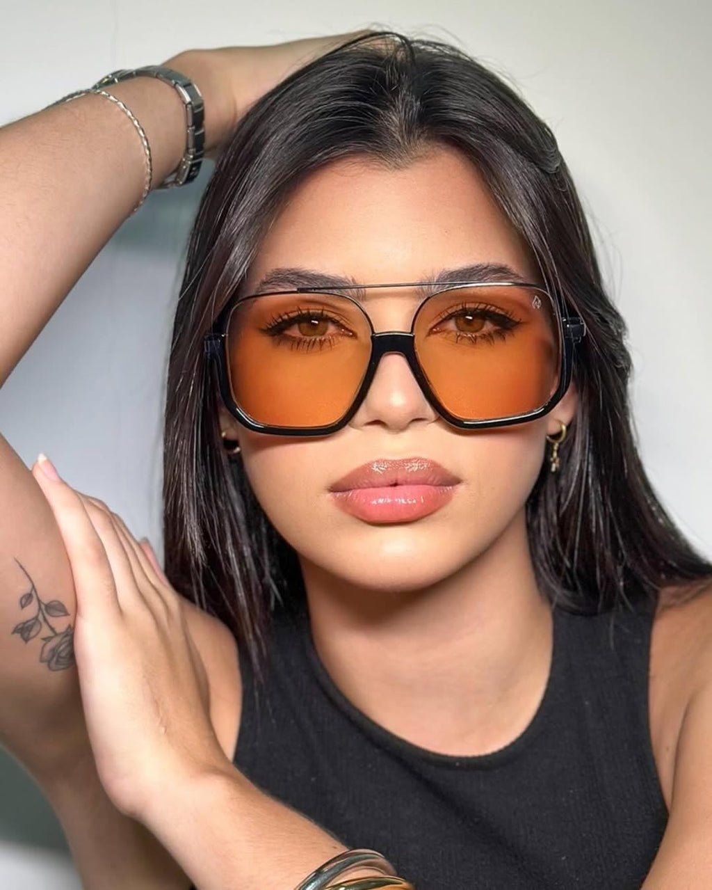 GUVIVI Retro Oversized Aviator Sunglasses for Women Men Square Double Bridge Pilot Sun Glasses 70s Trendy Shades