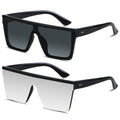 LYZOIT Square Oversized Sunglasses for Women Men Big Flat Top Fashion Shield Large UV Protection Rimless Shades