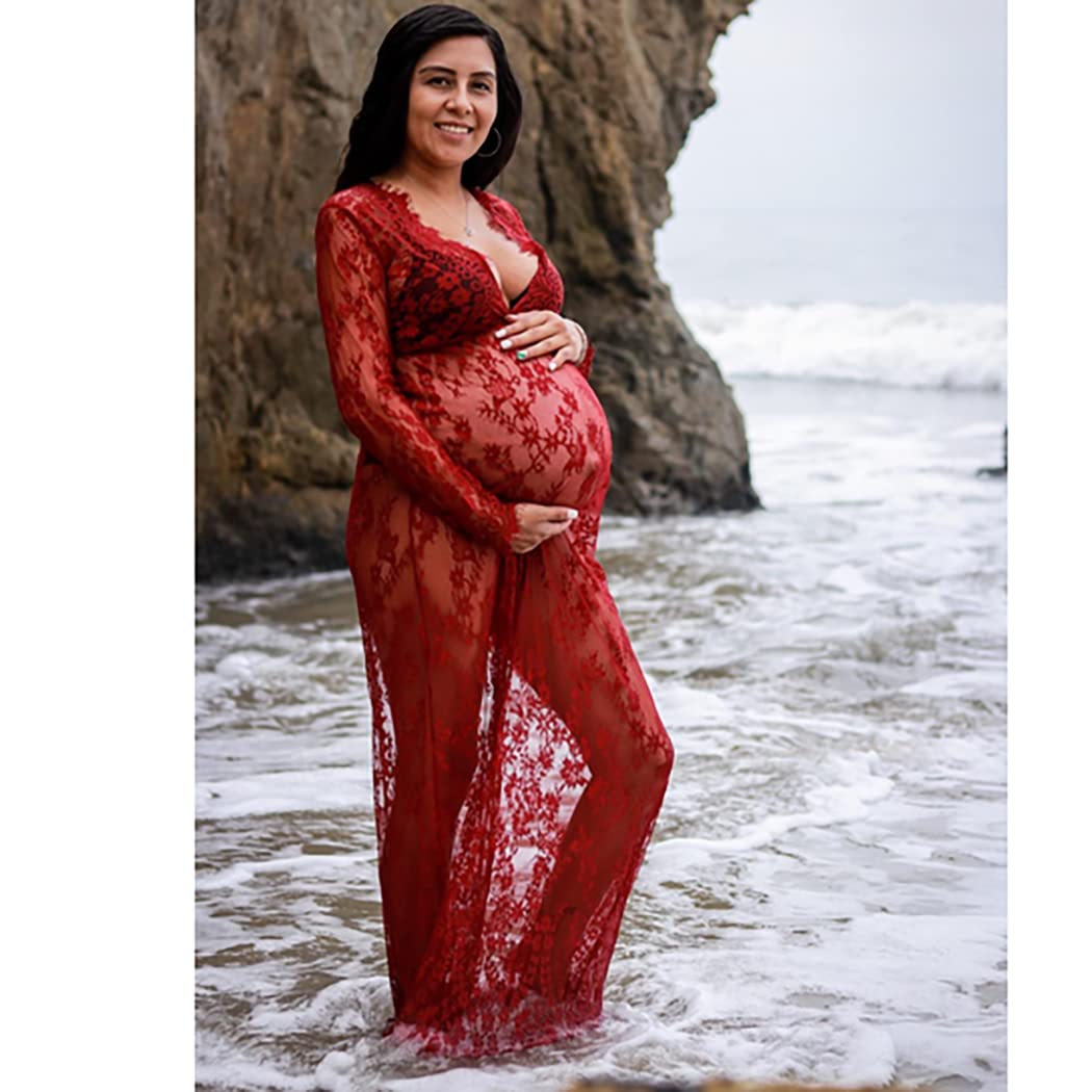 COSYOU Maternity Dress for Photoshoot Sheer Lace Dresses for Maternity Photography Costume Party Milk Bath Dress