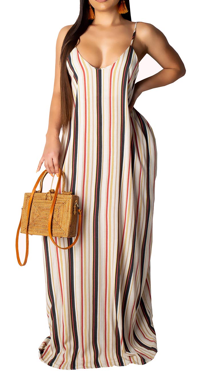 BessCops Summer Maxi Dresses for Women 2026 Plus Size Sundresses Casual Fashion Sleeveless Loose Long Sexy Dress with Pockets