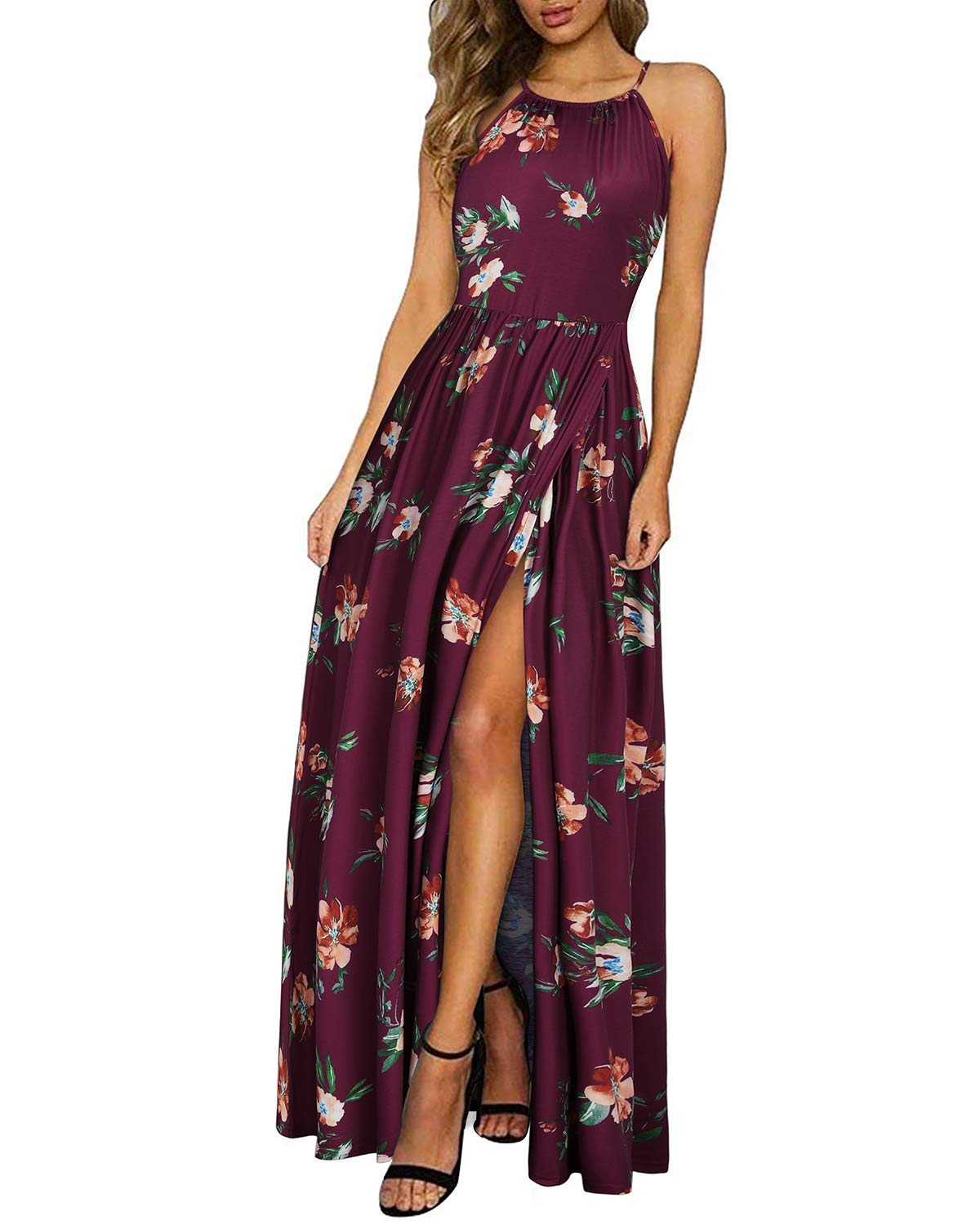 KILIG Women's Summer Floral Beach Flowy Split Maxi Long Dresses