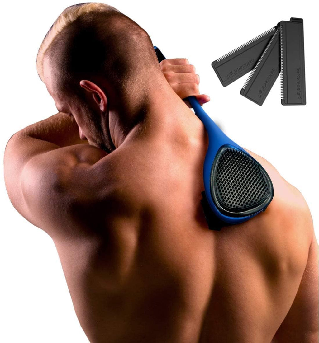 baKblade 2.0 PLUS - Back Shaver for Men (DIY), Ergonomic Handle, Shave Wet or Dry (Extra Blades Included)