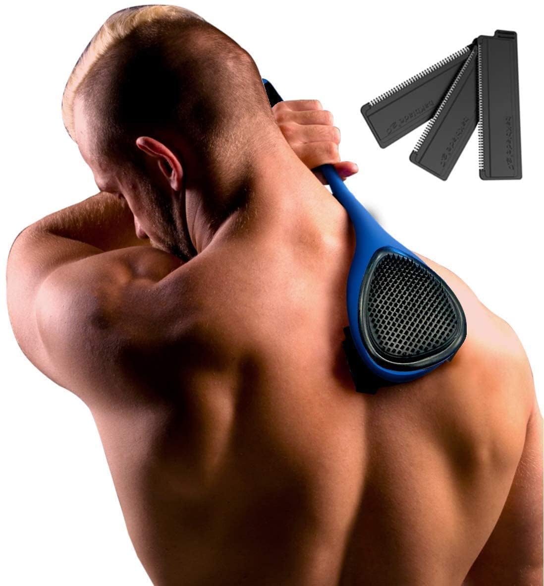 baKblade 2.0 PLUS - Back Shaver for Men (DIY), Ergonomic Handle, Shave Wet or Dry (Extra Blades Included)