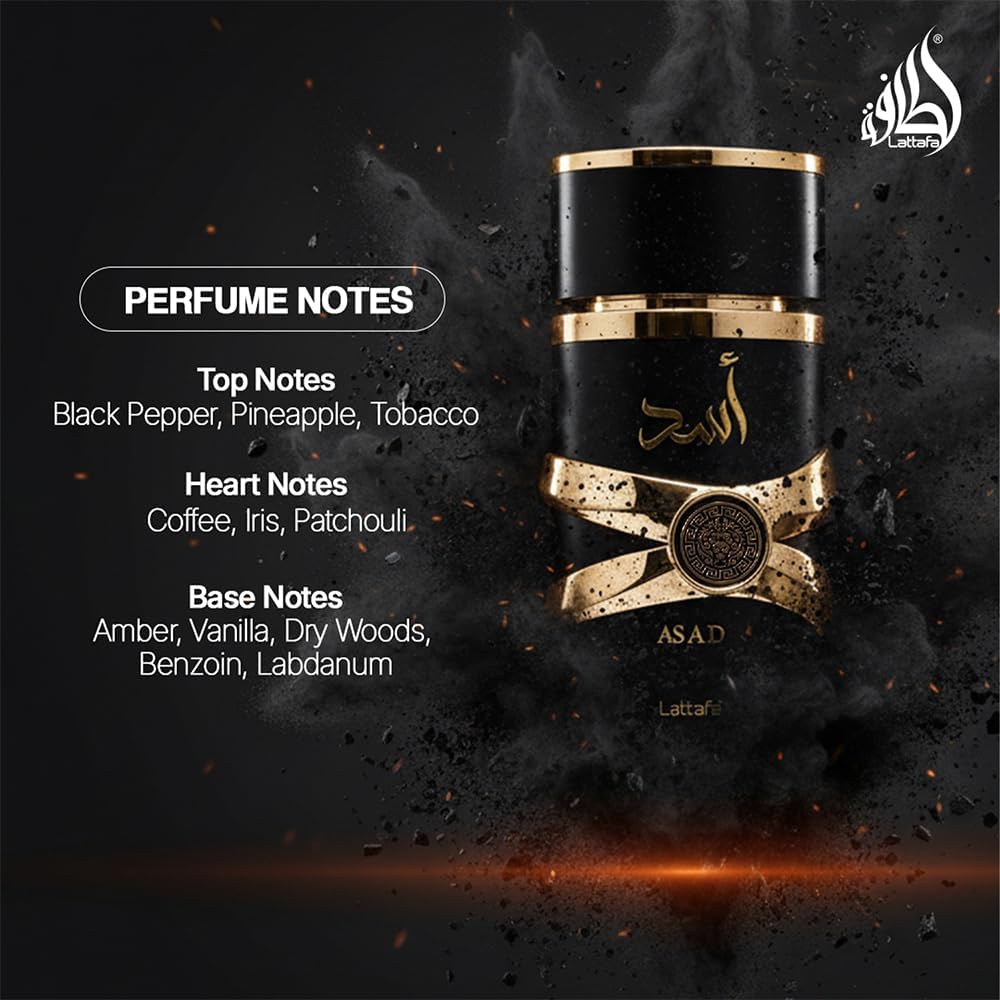 Lattafa Asad 5th Anniversary Edition – Spicy, Woody, Amber, Sweet – 2 Piece Eau de Parfum Gift Set for Men (Asad + Asad Zanzibar, 2 × 3.4 Ounce / 100 ml Sprays)