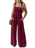 Dokotoo Women's Casual Loose Overalls Jumpsuits One Piece Sleeveless Wide Leg Long Pant Rompers With Pockets