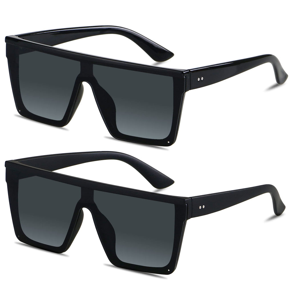 LYZOIT Square Oversized Sunglasses for Women Men Big Flat Top Fashion Shield Large UV Protection Rimless Shades