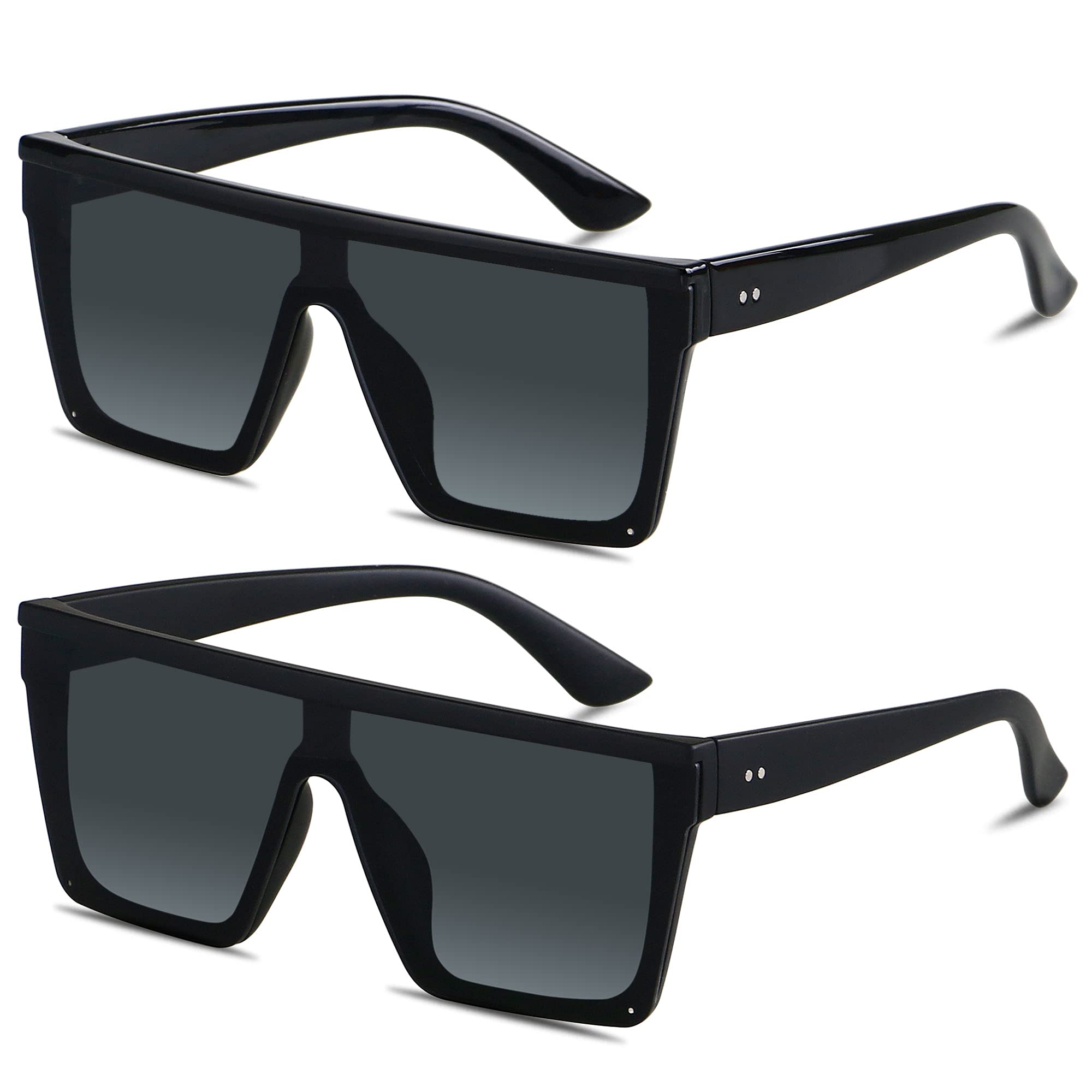 LYZOIT Square Oversized Sunglasses for Women Men Big Flat Top Fashion Shield Large UV Protection Rimless Shades