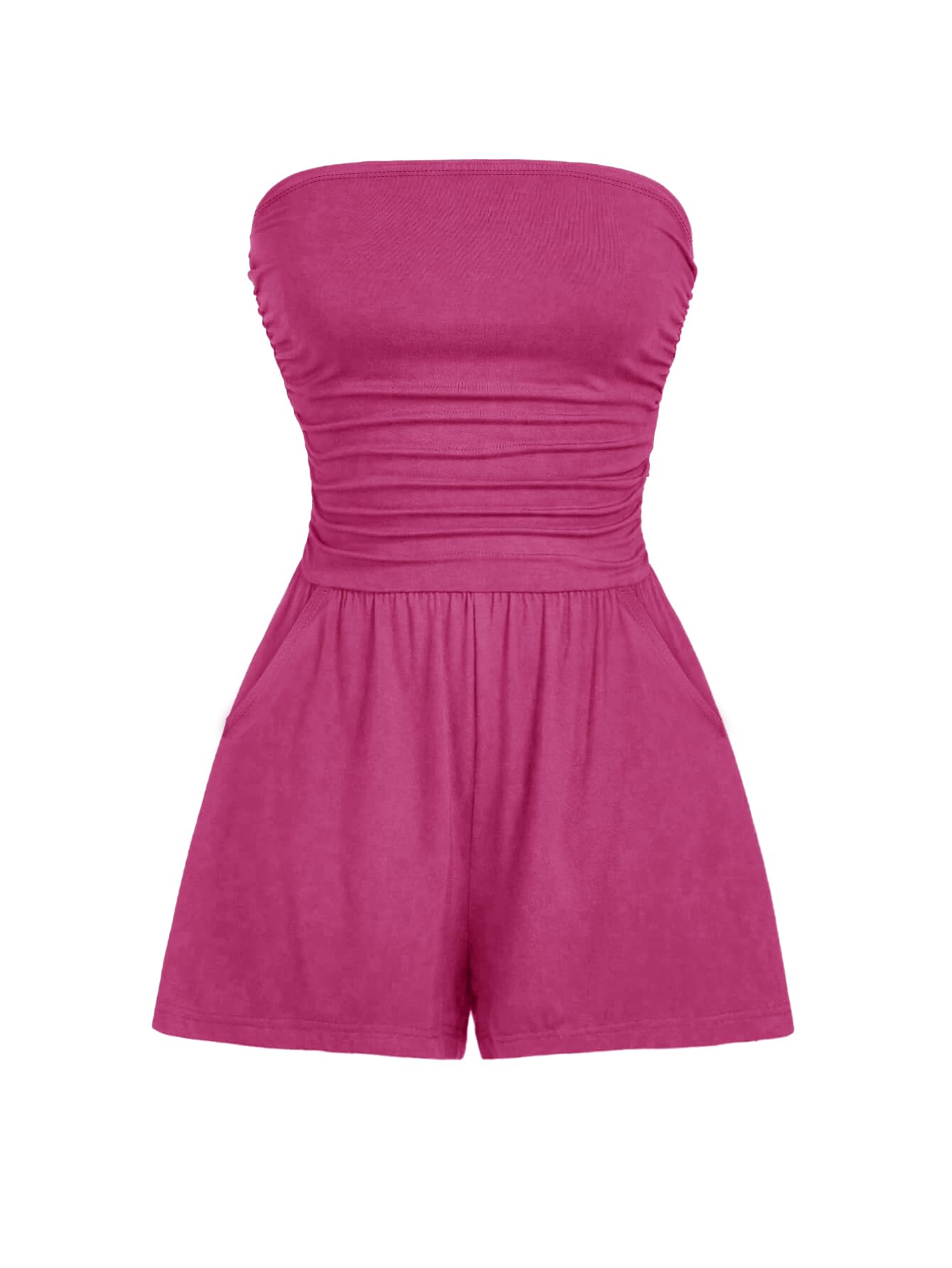 AUXDIO Women Summer Casual Strapless Romper Sleeveless Off Shoulder Short Jumpsuits 2026 Beach Vacation Clothes