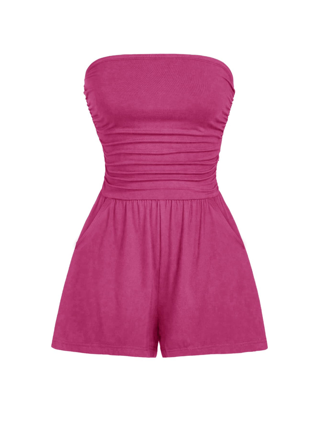 AUXDIO Women Summer Casual Strapless Romper Sleeveless Off Shoulder Short Jumpsuits 2026 Beach Vacation Clothes