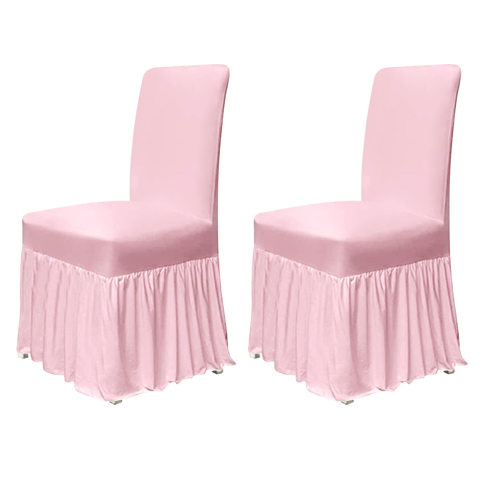 molasofa Chair Covers for Dining Room Set of 6 Stretch Chair Slipcovers with Skirt for Kitchen Seat Protectors Wedding Banquet Decor Kids Pets Spandex Fabric Washable (6pcs, Brown)