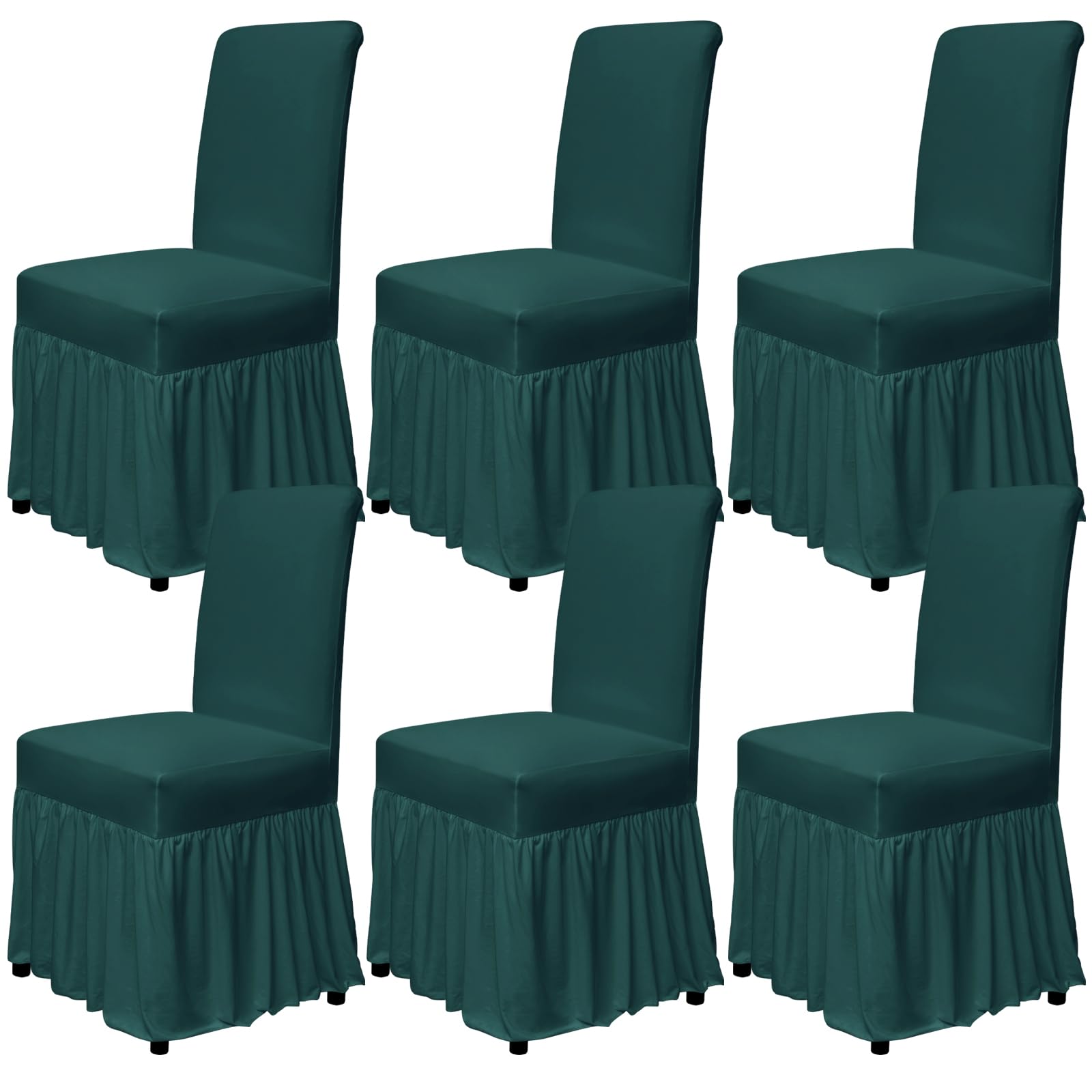 molasofa Chair Covers for Dining Room Set of 6 Stretch Chair Slipcovers with Skirt for Kitchen Seat Protectors Wedding Banquet Decor Kids Pets Spandex Fabric Washable (6pcs, Brown)