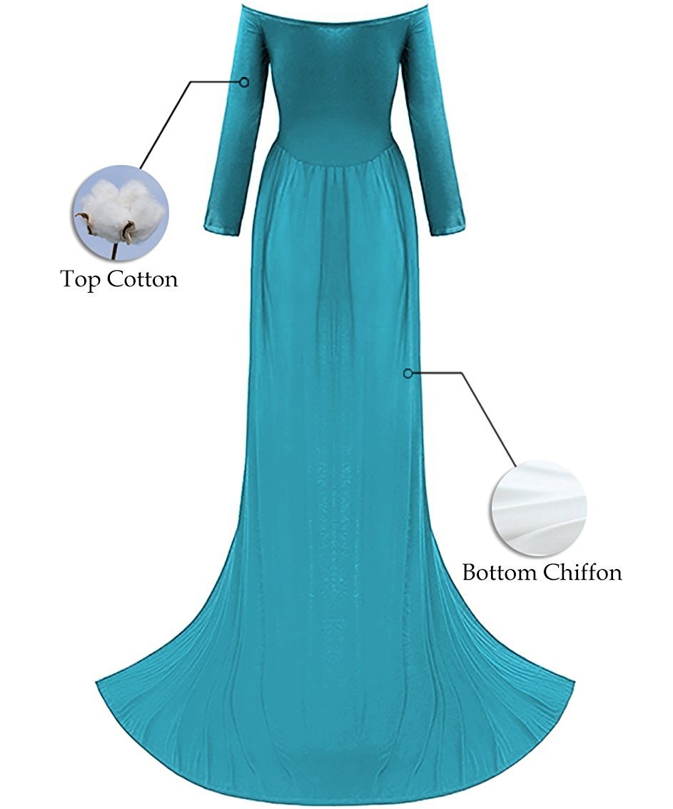 ZIUMUDY Maternity Maxi Chiffon Photography Dress Split Front Gown for Photoshoot