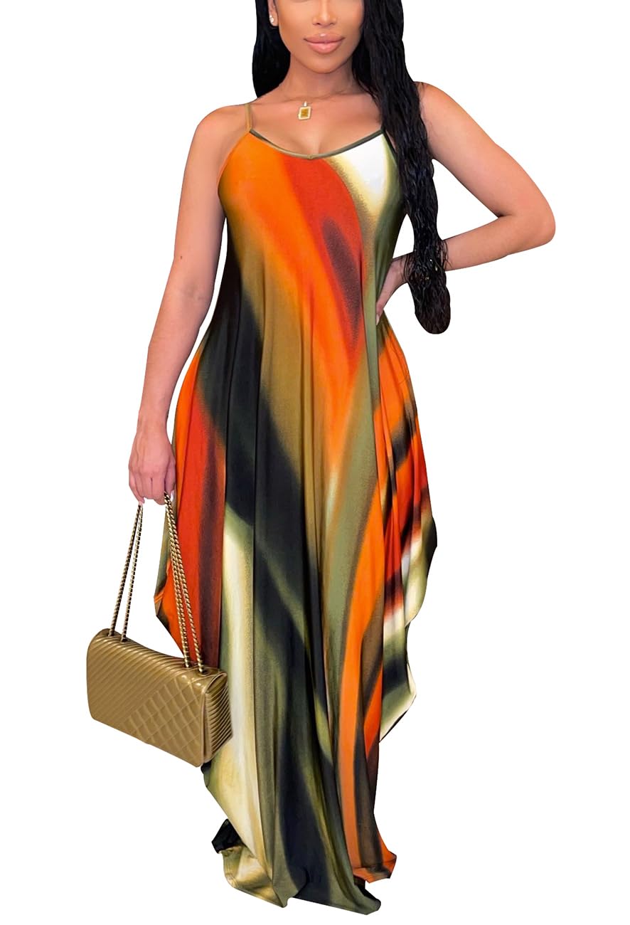 BessCops Summer Maxi Dresses for Women 2026 Plus Size Sundresses Casual Fashion Sleeveless Loose Long Sexy Dress with Pockets