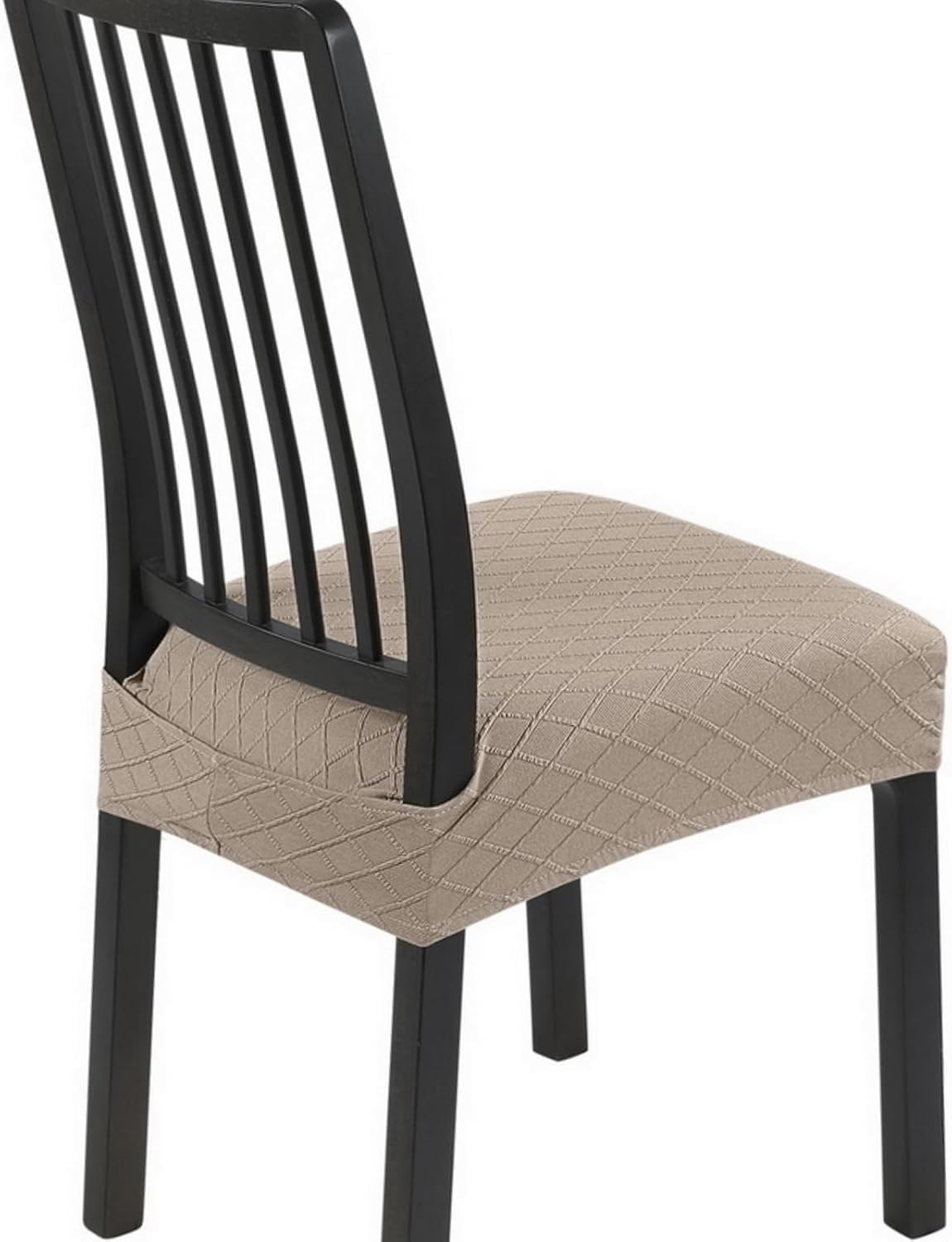 SearchI Stretch Dining Chair Seat Covers Set of 6, Soft Removable Washable Seat Cover for Dining Chairs, Dining Room Chair Cover Protector (Rear-Covered, Brown)