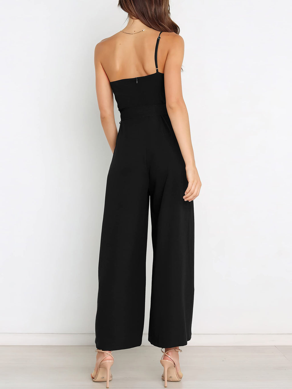 ANRABESS Women Summer Dressy Jumpsuits One Shoulder Sleeveless Casual Wide Leg Pants Romper Jumper 2026 Trendy Fall Outfits