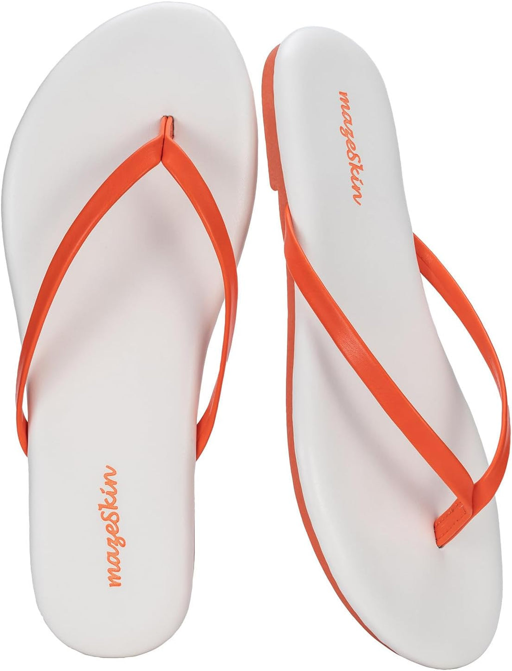 mazeskin Women's Memory Foam Comfortable Flat Thong Sandals Dressy Summer Beach Leather Slide Flip Flops