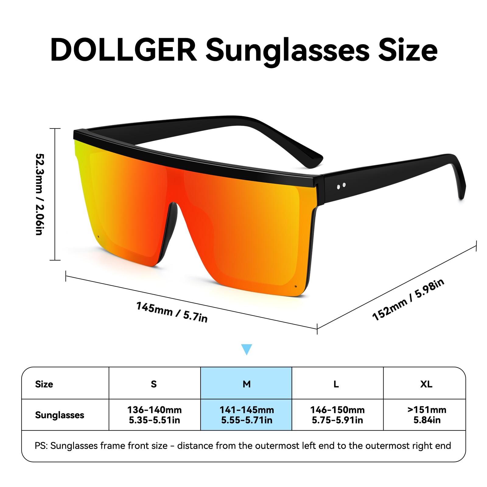 Dollger Square Oversized Sunglasses for Women Men Fashion Flat Top Big Black Frame Shades