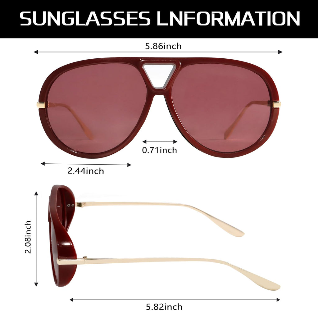 GUVIVI Retro Gold Aviator Sunglasses for Women Men, 2026 Metal Oversized 70s Aviators Black Vacation Beach Sun Glasses