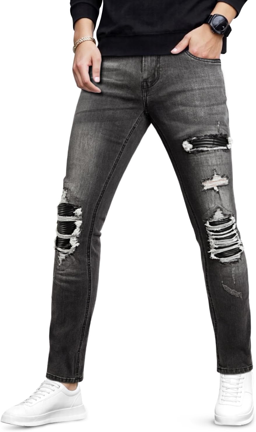 Heyfanee Mens Slim Fit Jeans Stretch Denim Pants for Men