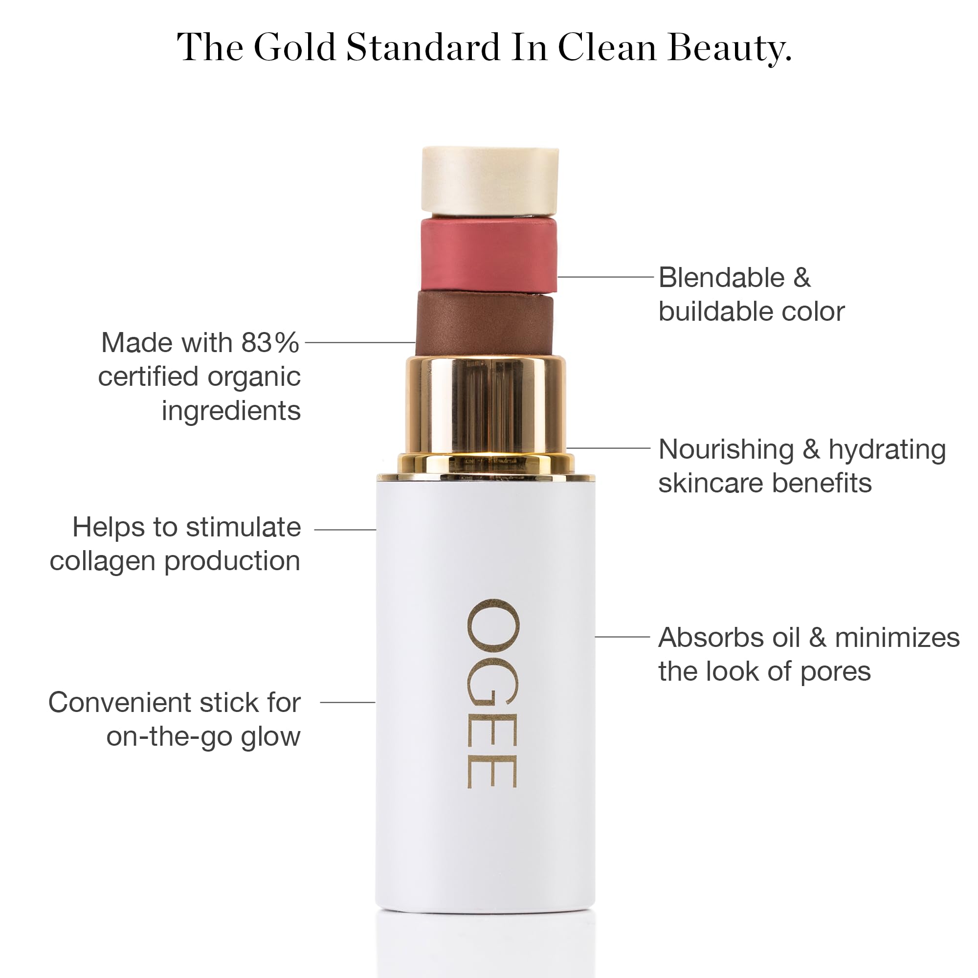 Ogee Sculpted Face Stick (MOONSTONE - ULTRAVIOLET SHEEN) Certified Organic Highlighter Makeup - Multi-Use Glow Highlighter Stick