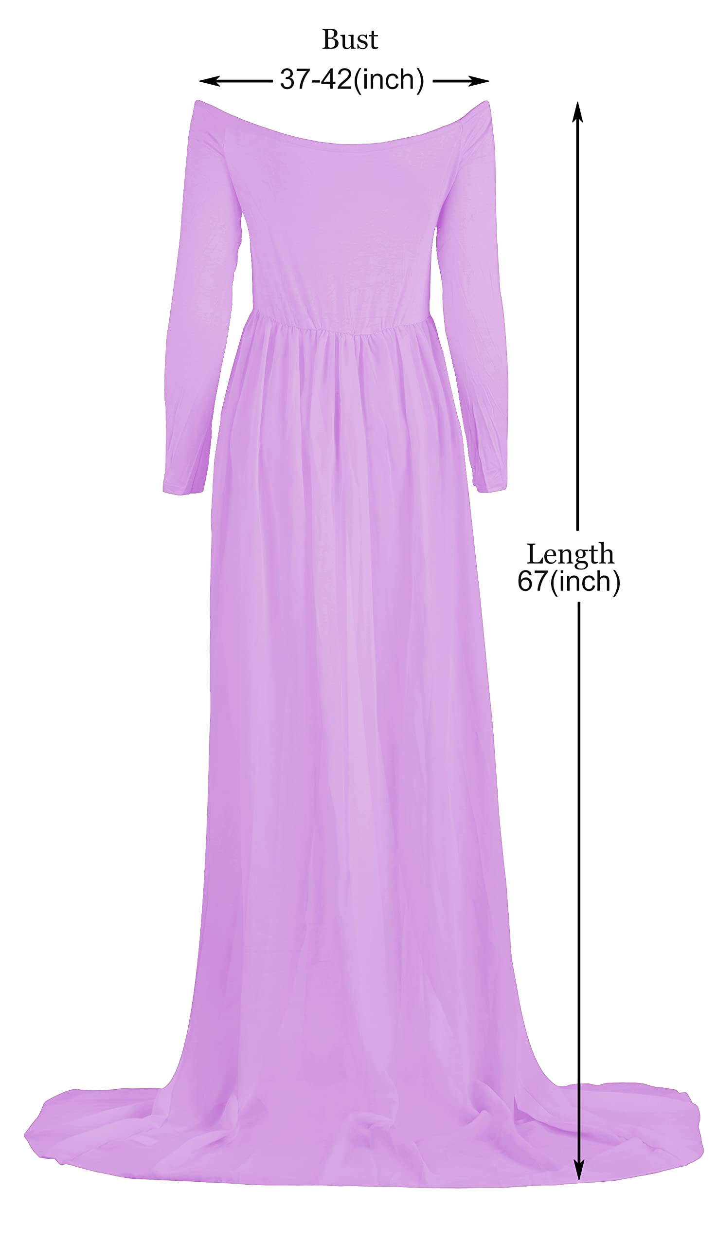 Mommy Jennie Maternity Dress Off Shoulder Long Sleeve Split Front Chiffon Gown for Photoshoot