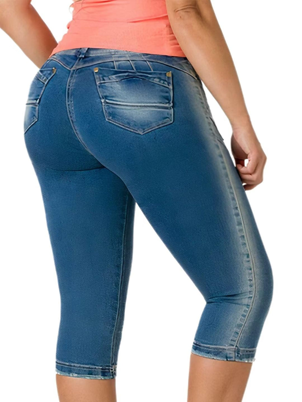 Flamingals High Waist Capris Jeans for Women Casual Summer Butt Lifting Skinny Denim Capri